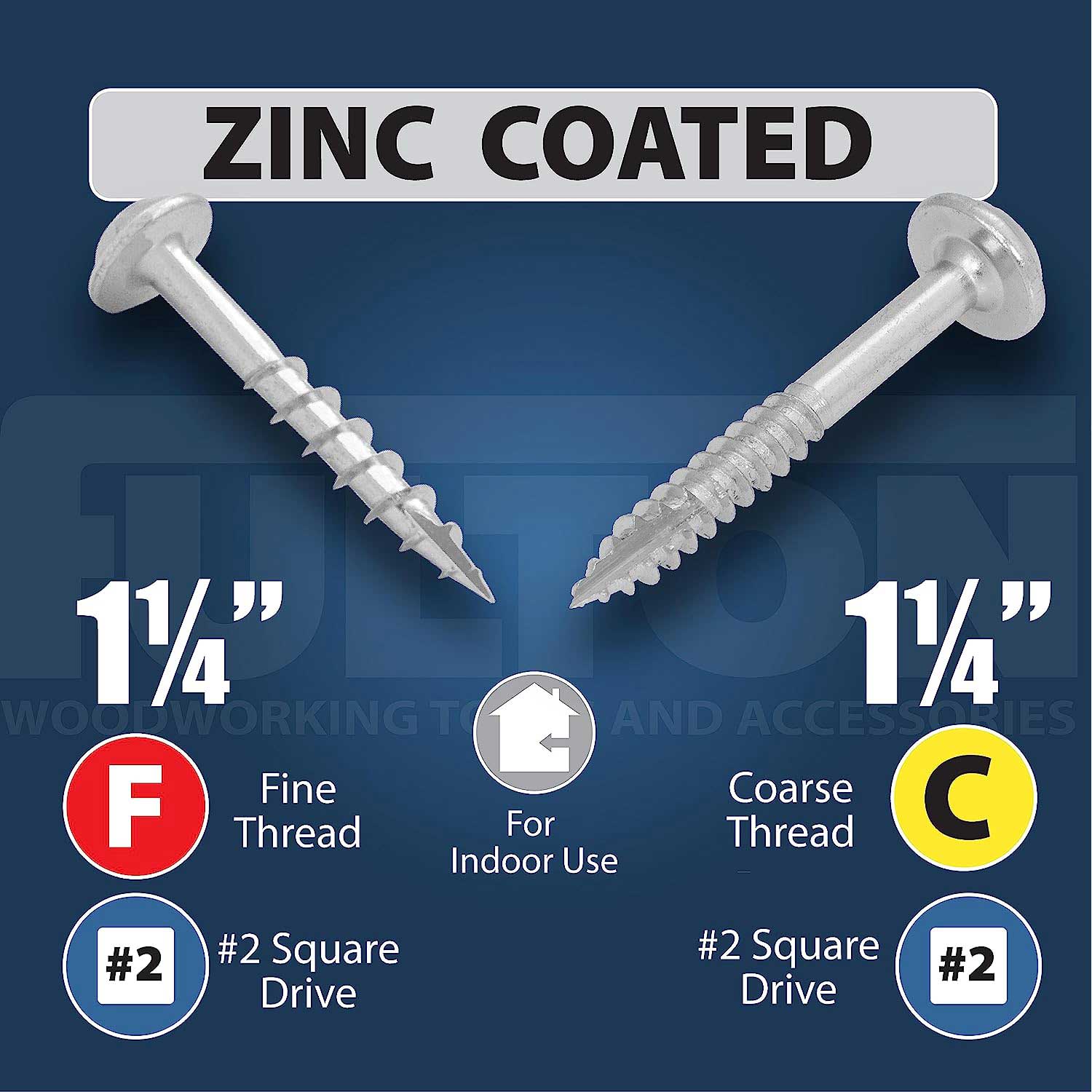 500 Zinc Self-Tapping Pocket Hole Screws - Fine & Coarse Threads