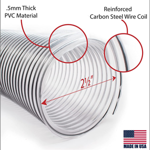 Heavy Duty Clear PVC Flex Hose with 2 Hose Clamps