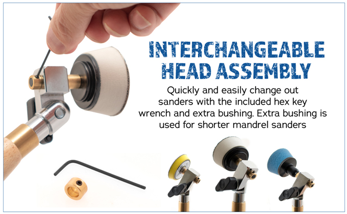 1 inch and 2 inch Diameter Bowl Sander with Dual Bearing Head